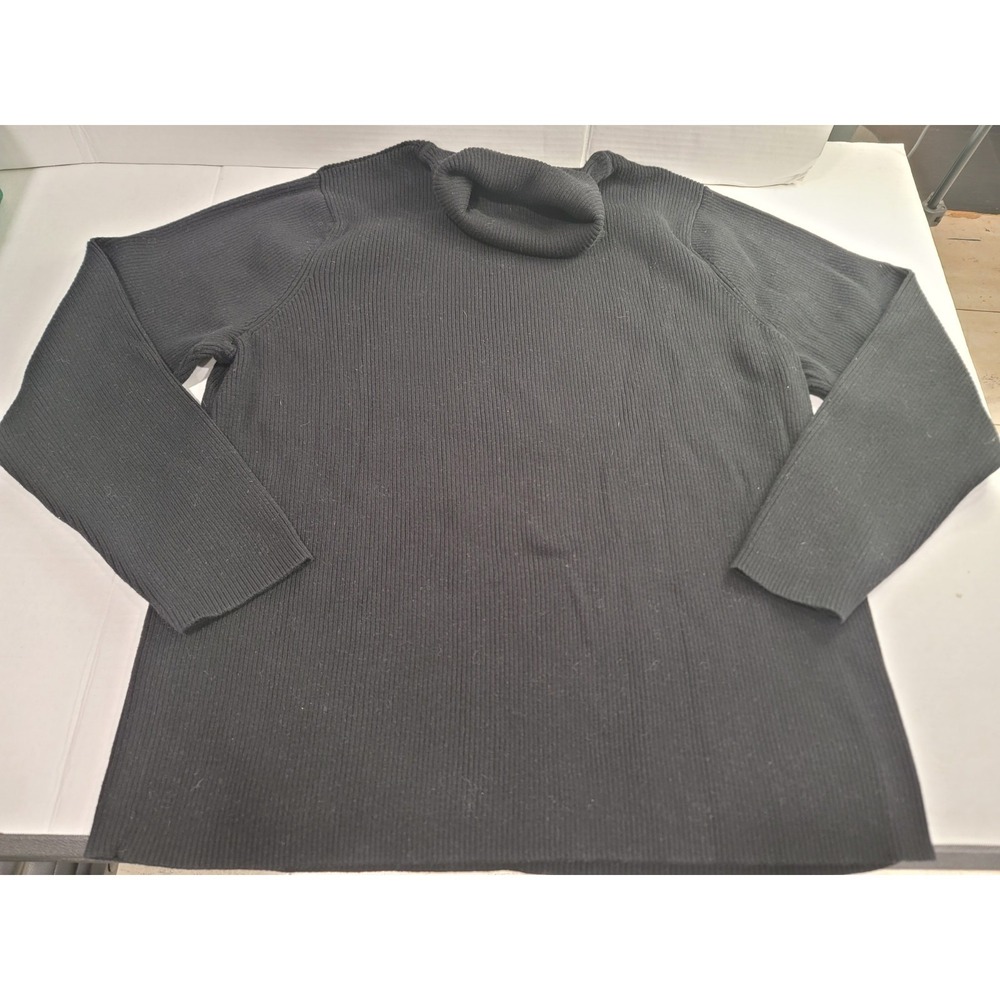 Norm Thompson Black Turtleneck Sweater Long Sleeve Ribbed Knit 3X Fits Like XL